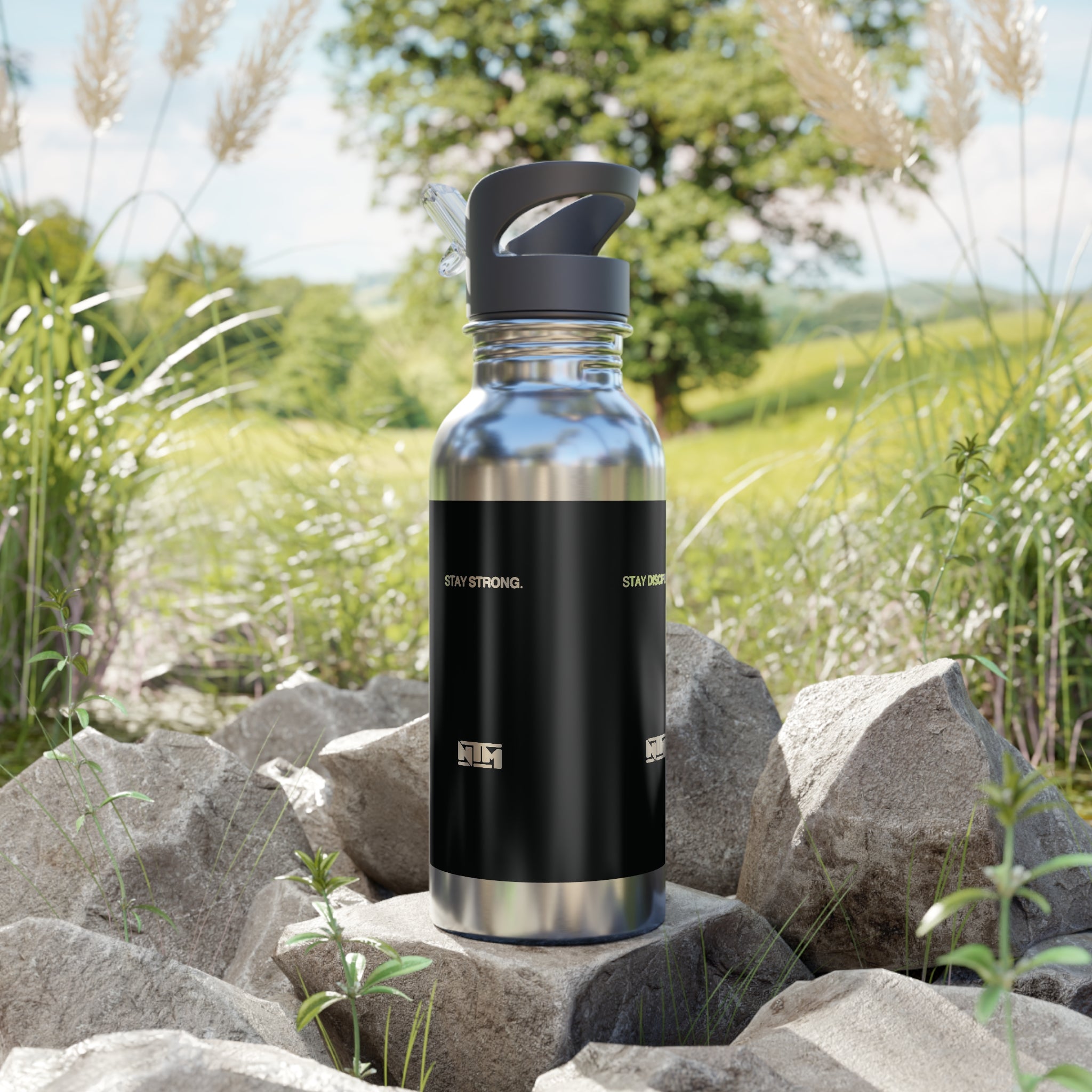 STAY DISCIPLINED STEEL WATER BOTTLE - BLACK - NTM Apparel